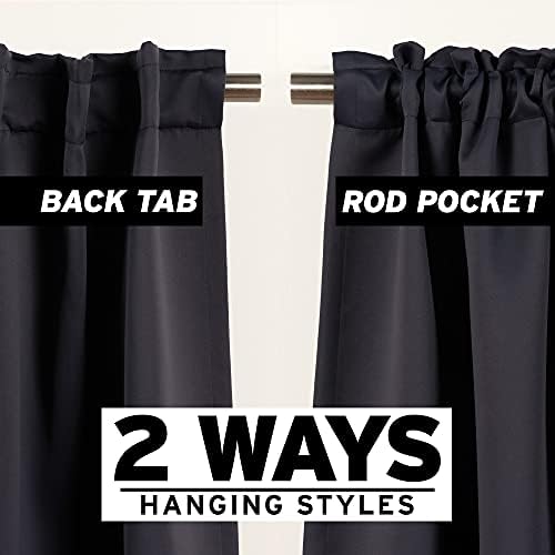 Home Fashion Set of 2 Panels Back Tab Rod Pocket 52x120 Dark Grey