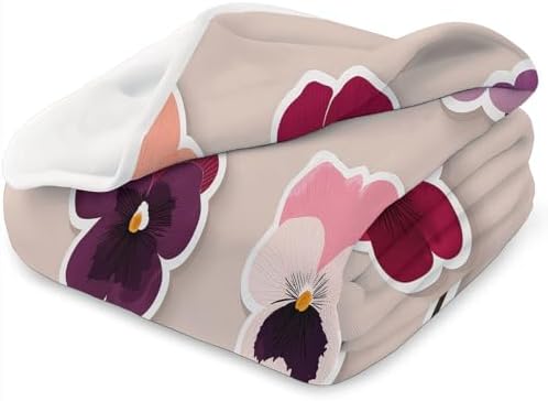 King Sherpa Fleece Blanket Bohemian Floral Minimalist Non-Shedding