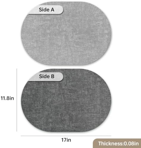 Oval Placemats for Dining Table Set of 4, 11.8 x 17 Inch, Light