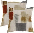 Abstract Throw Pillow Covers Set of 2, Earth Tones Geometric Art