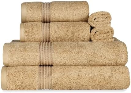 Super Absorbent 600 GSM Egyptian Cotton Bath Towels Set of 6 Solid