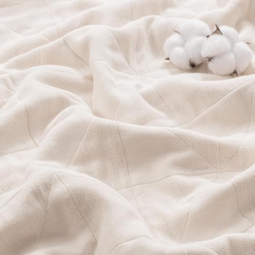 Exclusivo Mezcla 4-Layer 100% Cotton Muslin Queen Size Blanket, Beige