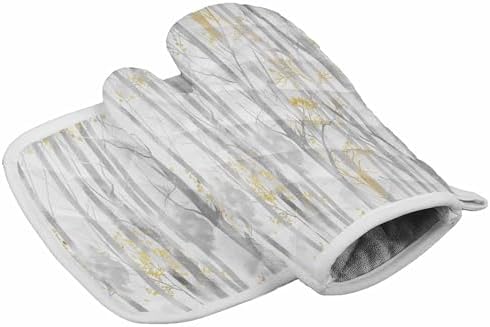 Quilted Cotton Terry Cloth Oven Mitt, Pot Holder Grey Watercolor