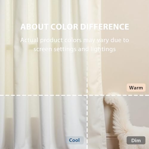 Lazzzy Ivory Velvet Extra Long Curtains 108 Inches Long Light