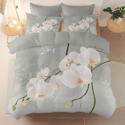 Duvet Cover Hand Drawn Plants and Flowers Printed Microfiber Comforter