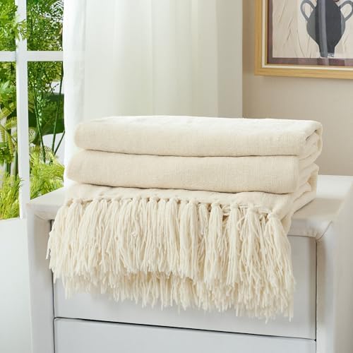 Chenille Throw Blanket for Couch - Soft Knit Blankets 60"X80"