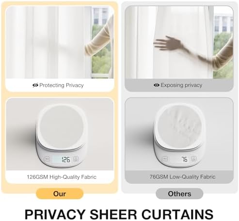 Anmao Non-See-Through Off White Privacy Semi Sheer Curtains for Living