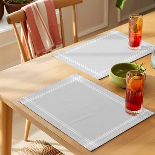 Solid Color Placemats Set of 8, Light Gray Washable Heat Insulation