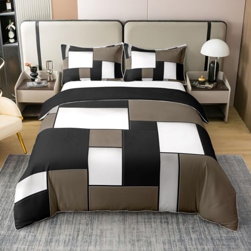jejeloiu Geometric Duvet Cover 100% Cotton King Size Modern Art