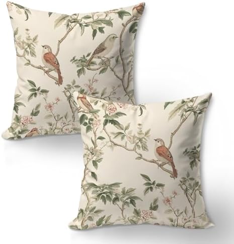 Chinoiserie Bird Floral Pillow Covers 18x18, Chinoiserie Home Decor