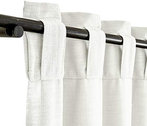Frelement Off White Linen Curtains Back Tab & Rod Pocket Indoor Drapes