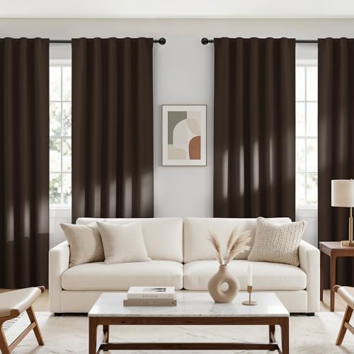 Yakamok Chocolate Brown Blackout Curtains 72" Long with Back Tab 40"