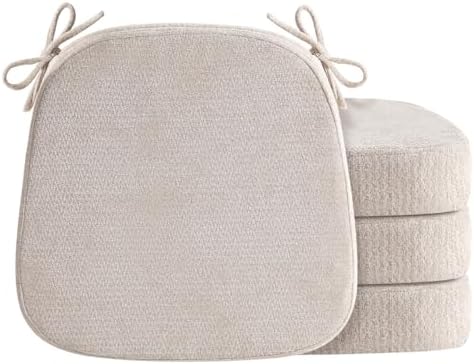 Chair Cushions for Dining Chairs, Washable Chair Pads, Beige, 4 Pack