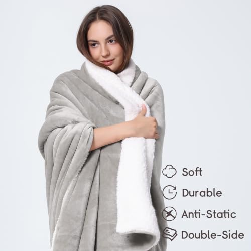 WDCOZY Sherpa Fleece Throw Blanket 60"x80", Soft Bed Blankets, Light