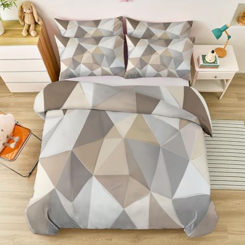 Soft Microfiber Duvet Cover Abstract Geometric Polygon - Queen Size