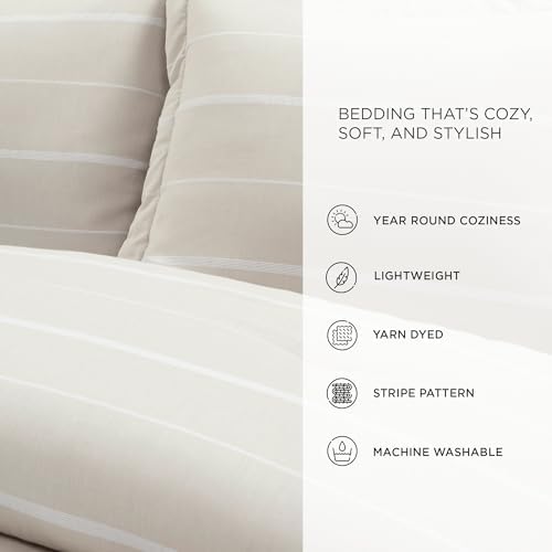 Lush Decor Classic Farmhouse Woven Striped Comforter King Size 3 Piece