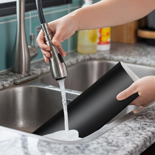 Black Ombre Placemats Set of 6, Washable PVC Kitchen Table Mats Place