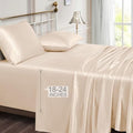 Vonty Beige Satin Sheets King Extra Deep Pocket 18-24In 4PC