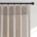 Hokibero Oatmeal Pinch Pleated Linen Curtains 84 Inch Long for Living