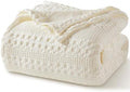 PHF Lightweight 100% Cotton Waffle Blanket for Bed, King, Ivory