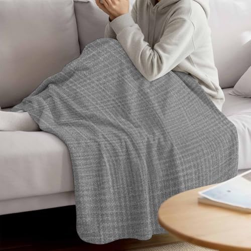 Slate Gray Fleece Throw Blanket Rustic Minimalist Solid Color Woven