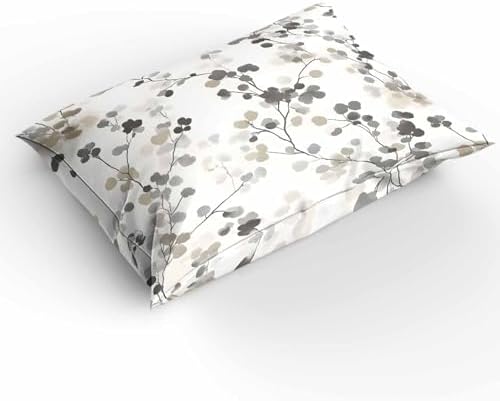 Duvet Cover Set Full, Gray Brown Botanical Watercolor 3 Piece Bedding