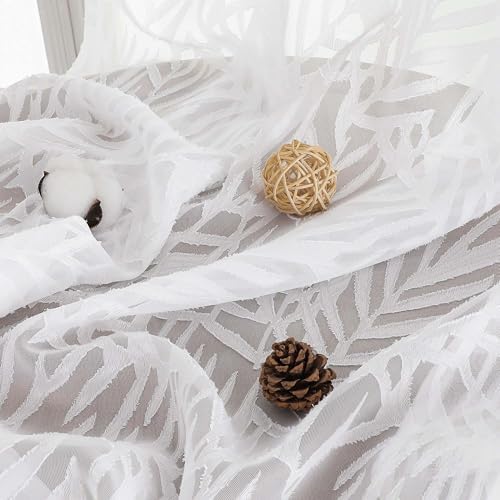 OVZME Extra Wide White Sheer Curtains 108 Inches Long 2 Panels Set