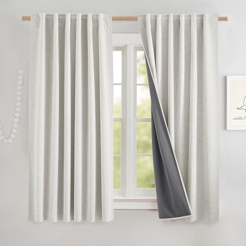 NICETOWN 100% Black Out Curtains 63 inch Long 2 Panels, Alabaster Gray