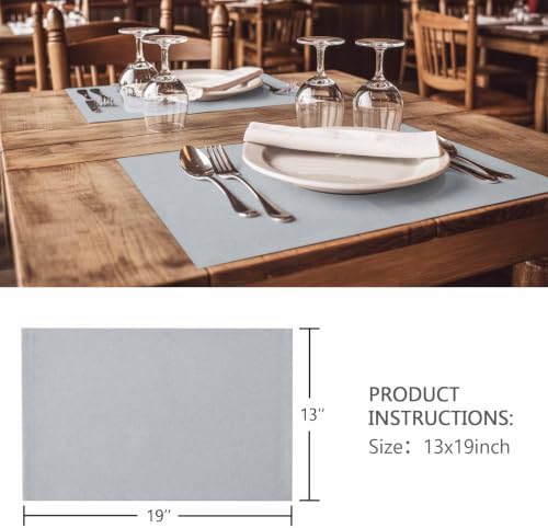Gray Solid Color Placemat Set of 8, Burlap Placemats for Dining Table