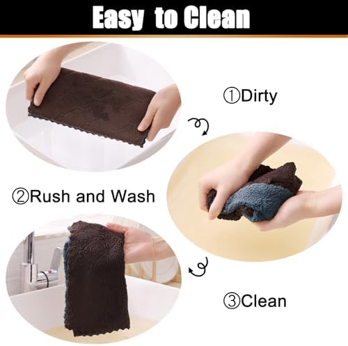 Mordimy 12 Pack Soft and Absorbent Kitchen Towels, Dark Grey & Brown