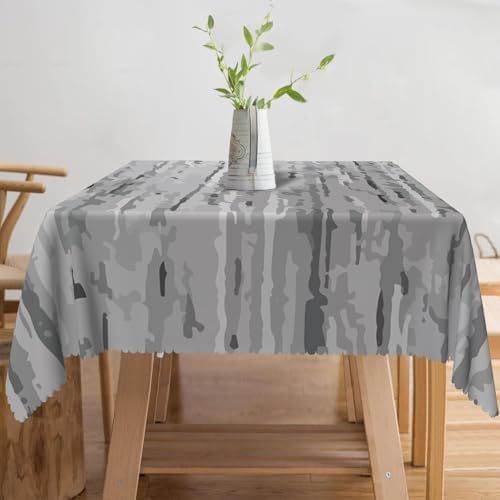 70x70inches Modern Square Tablecloth Grey Aesthetic Stripes Abstract