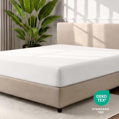 Bare Home Queen Fitted Sheet - 1800 Ultra-Soft (Queen, Antique White)