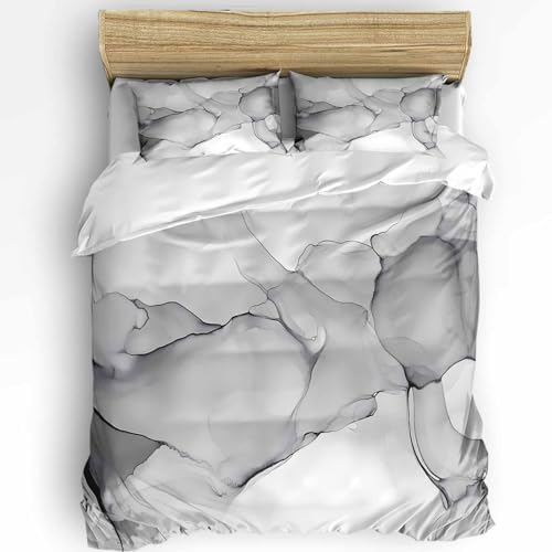 Duvet Cover Set Queen, Modern Natural Marble Gradient Art 3 Piece