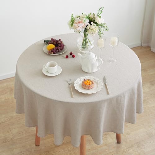 Linen World Linen Tablecloth,100% French Linen Round Tablecloth 70"