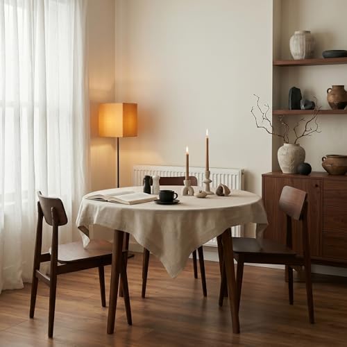 Solino Home 100% Pure Linen Table Cloth, Throw Natural, Fete