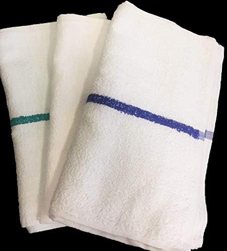 16x19 Terry Bar Mop Towel 24 Pack, White with Gold Stripes Kitchen