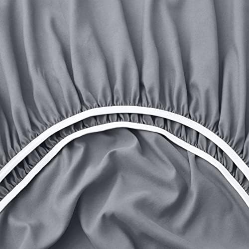 Horbaunal Extra Deep Pocket Cal King Fitted Sheet Only, Silver Grey