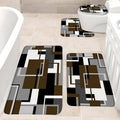 4 Piece Bathroom Rugs Set Brown Bath Mat Black White Gray Geometric