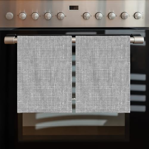 Grey Kitchen Towels Set of 4, Absorbent Microfiber Soft Dish Hand Tea