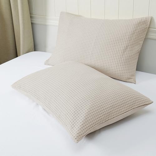 Zaizaihome 100% Egyptian Cotton Waffle Weave Pillowcases King Size