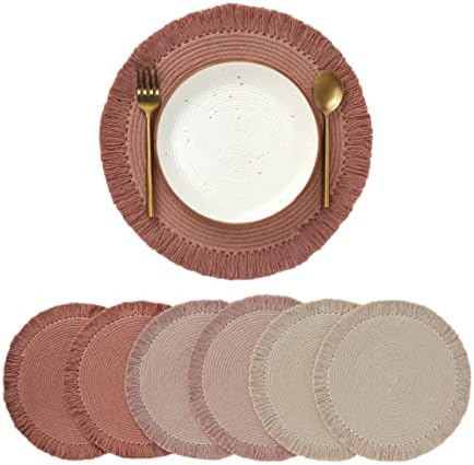 Folkulture Placemats | Round Fall Placemats Set of 6 | 100% Cotton