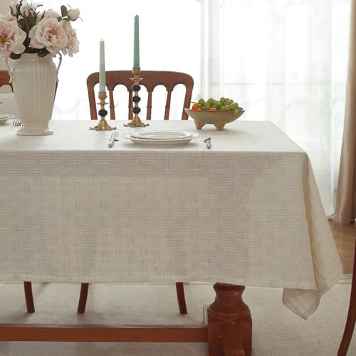 Natural Linen Cottton Tablecloth,Rectangle Rustic Elegant Tablecloth