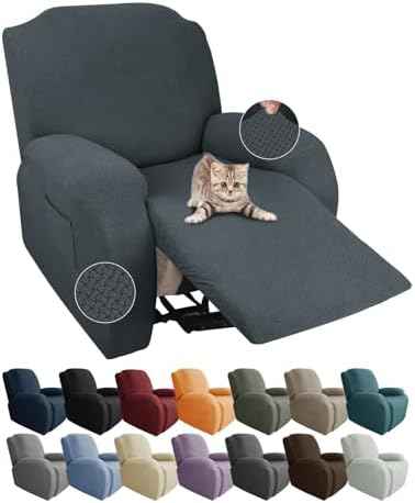 JIVINER 4-Piece Recliner Chair Covers, Dark Gray