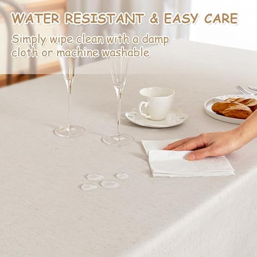 MYSKY HOME Rectangle Tablecloth, 60x60 in, Waterproof Farmhouse