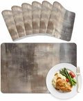 Vintage Brown Beige White Leather Placemats Set of 6,12x18