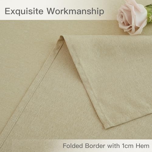 maxmill Linen Textured Rectangular Tablecloth Water Resistant Wrinkle