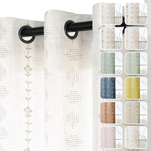 Coastal Striped Curtains for Living Room, Sand Tan Beachy Farmhouse