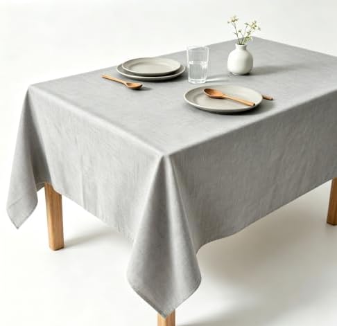 Durable Faux Linen Tablecloth with Eco-Friendly TPU Coating