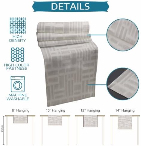 Light Gray Cream Table Runner 108 Inches Long, Minimalist Contemporary