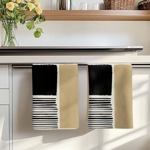 Beige Kitchen Towels Set of 3, Absorbent Dish Towels for Kitchen